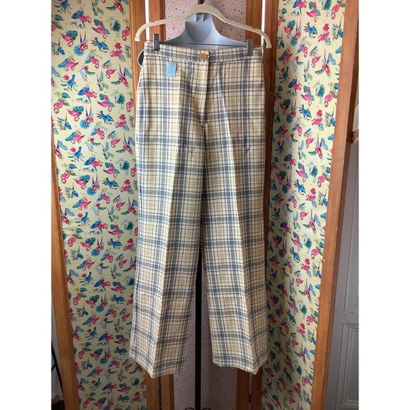 Vintage 1970’s Deadstock Knit Cream,Grey, Beige JcPenney Bell Bottom Pants - Picture 1 of 8